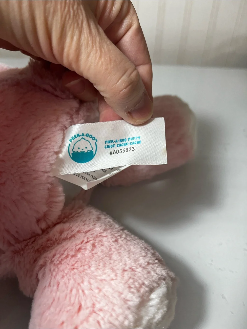 Pink Plush Puppy Lovey with Satin Trim Peek-A-Boo Stuffed Animal